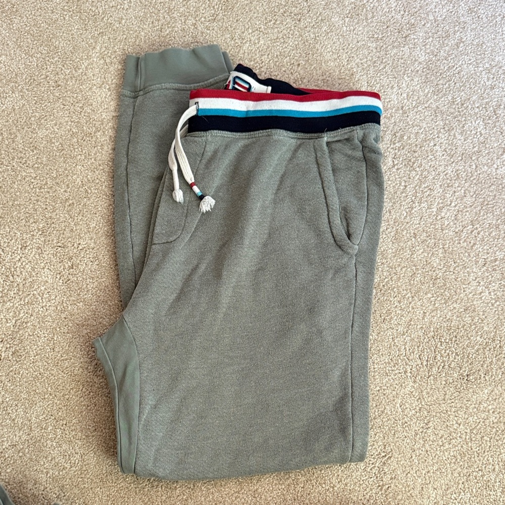 Sol Angeles mens Olive Joggers with Striped Waistband